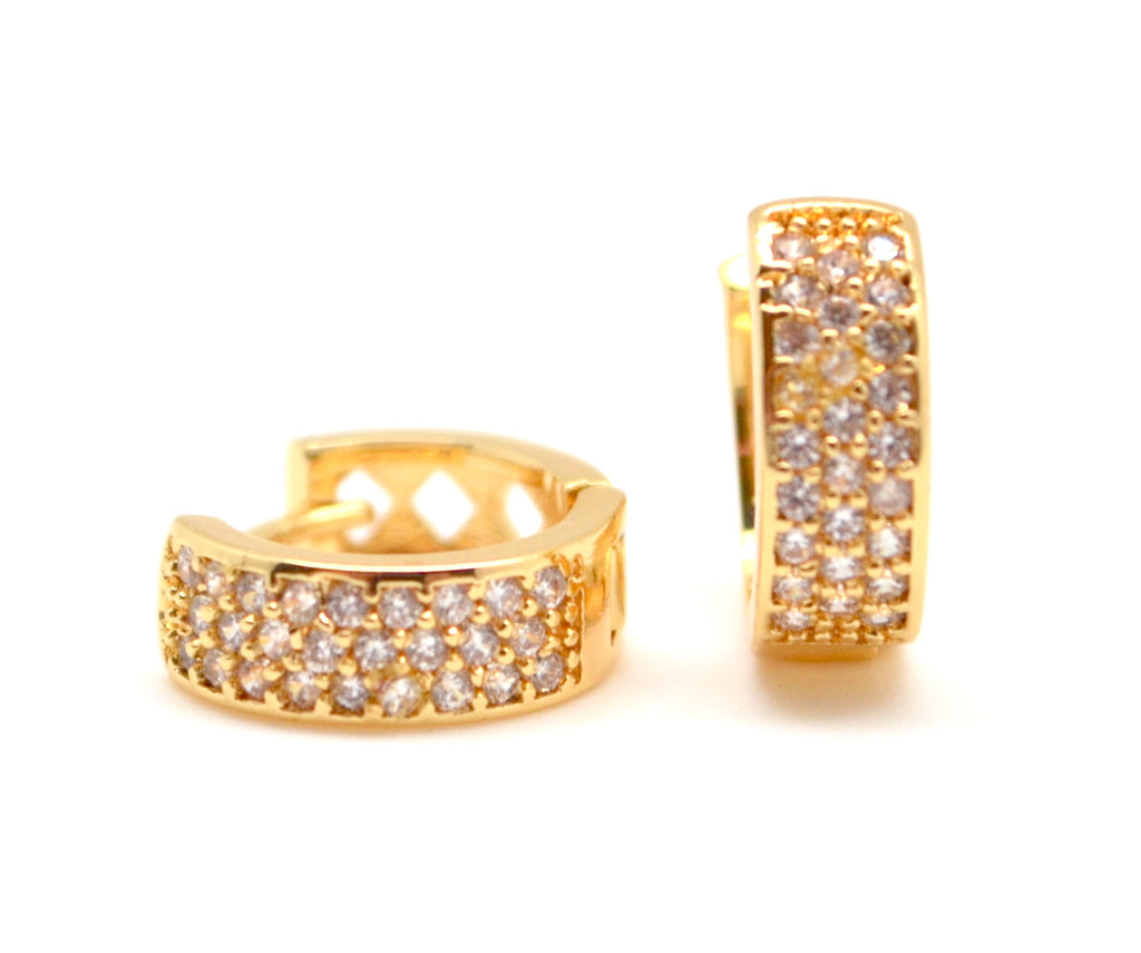Gold Double Pave Huggies